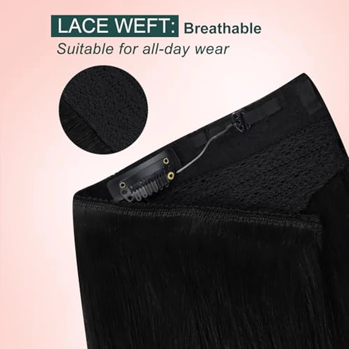 Easyouth Wire Extensions Human Hair Jet Black Invisible Wire Hair Extensions Black Wire Human Hair-Extensions Remy Straight Secret Wires Extension for Add Length and Volume 16 Inch 70g by Easyouth - Image 3