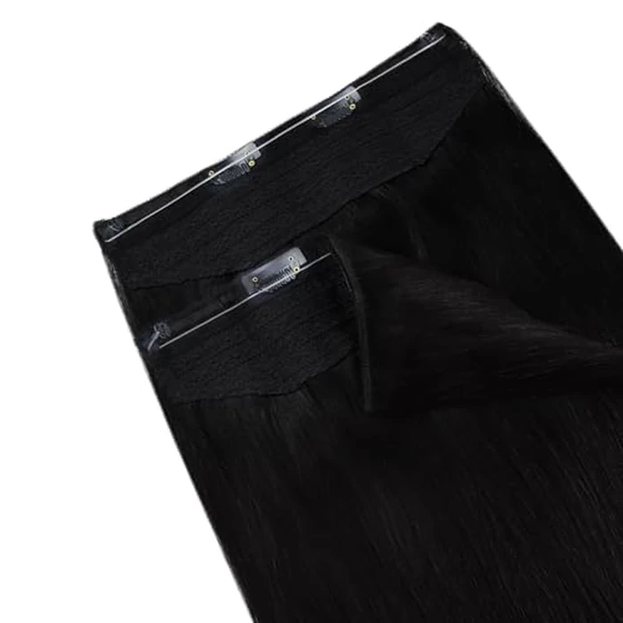 Easyouth Wire Extensions Human Hair Jet Black Invisible Wire Hair Extensions Black Wire Human Hair-Extensions Remy Straight Secret Wires Extension for Add Length and Volume 16 Inch 70g by Easyouth - Image 9