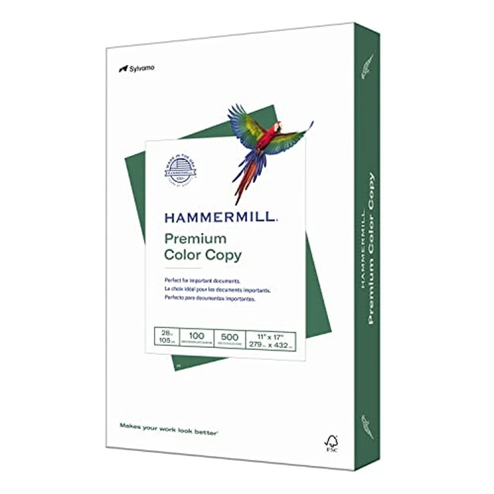 Hammermill Printer Paper, Premium Color 28 lb Copy Paper, 11 x 17-100 Bright, Made in the USA, 102541R - 1 Ream (500 Sheets) by Hammermill - Image 1