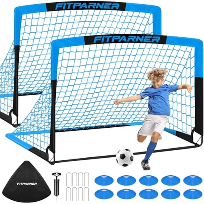 Kids Soccer Goals for Backyard Set - 2 Set of 4X3 ft Soccer Nets for Kids Age 3-14,Portable Pop Up Soccer Training Equipment Kit with Soccer Ball,Cones for Toddler Youth Outdoor by FITPARNER - Used - Like New condition