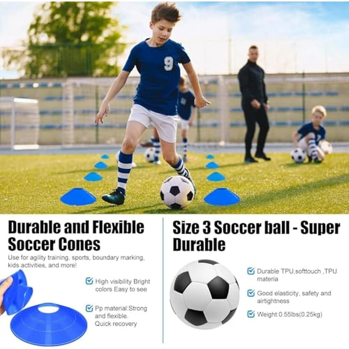 Kids Soccer Goals for Backyard Set - 2 Set of 4X3 ft Soccer Nets for Kids Age 3-14,Portable Pop Up Soccer Training Equipment Kit with Soccer Ball,Cones for Toddler Youth Outdoor by FITPARNER - Image 6