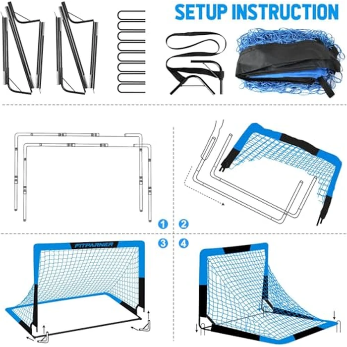 Kids Soccer Goals for Backyard Set - 2 Set of 4X3 ft Soccer Nets for Kids Age 3-14,Portable Pop Up Soccer Training Equipment Kit with Soccer Ball,Cones for Toddler Youth Outdoor by FITPARNER - Image 9