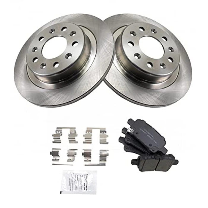 TRQ Rear Brake Pad and Rotor Set Ceramic Solid Rotors Compatible with 2017-2019 Buick LaCrosse 2018-2019 Regal Sportback Regal TourX 2016-2021 Chevrolet Malibu 2018-2022 Equinox 2018-2020 GMC Terrain by TRQ - Image 3