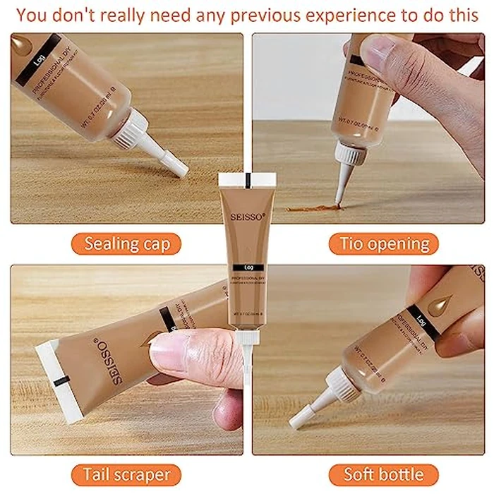 SEISSO Wood Furniture Repair Kit, 24 Colors Wood Fillters with Brushes Plastic Scraper Any Color for Stains, Scratches, Tables, Desks, Wooden Floors, Carpenters(Set of 50) by SEISSO - Image 5