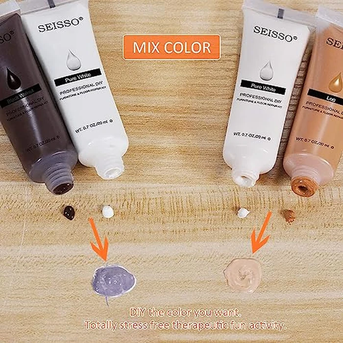 SEISSO Wood Furniture Repair Kit, 24 Colors Wood Fillters with Brushes Plastic Scraper Any Color for Stains, Scratches, Tables, Desks, Wooden Floors, Carpenters(Set of 50) by SEISSO - Image 6