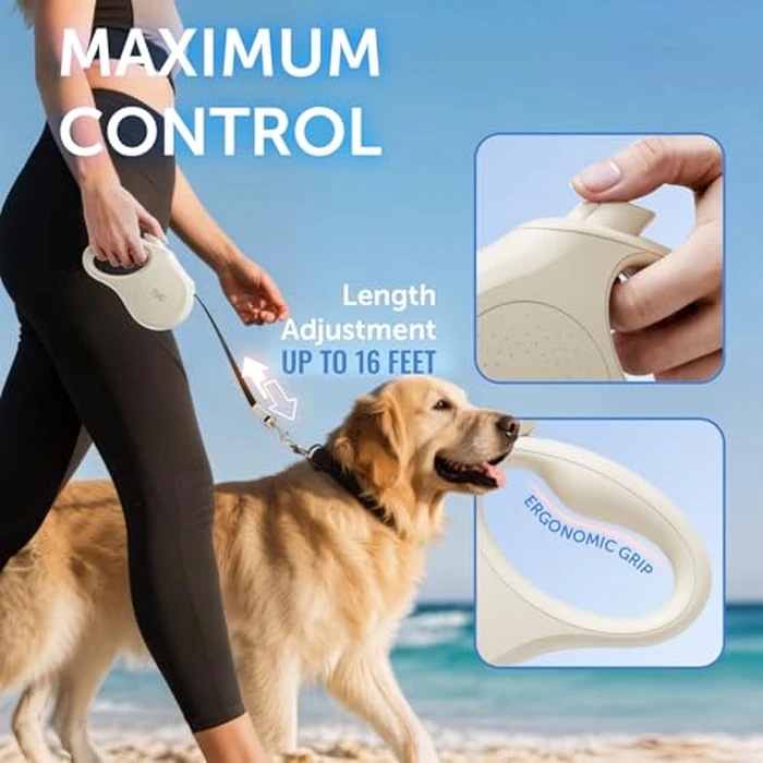 TUG Quest Retractable Dog Leash Medium Cream by TUG - Image 3