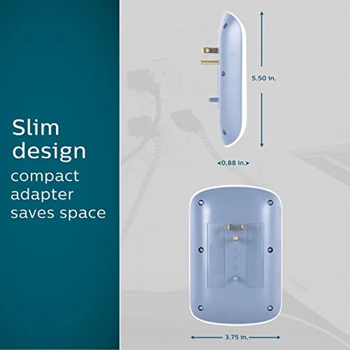 Philips 6-Outlet Extender Surge Protector, 2 Pack, Wall Tap, 900 Joules, 3-Prong, Space Saving Design, Protection Indicator LED Light, ETL Listed, White, SPP3466WA/37 by Philips - Image 3