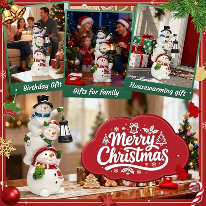 twinbling Christmas Snowman Decor with Solar Lantern, Outdoor Indoor Xmas Decoration,Outdoor Patio Lawn Yard Balcony Garden Home Decor Birthday Gifts for Women Mom Grandma by twinbling - Image 1