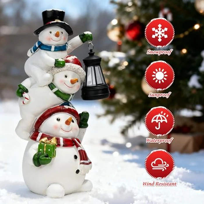 twinbling Christmas Snowman Decor with Solar Lantern, Outdoor Indoor Xmas Decoration,Outdoor Patio Lawn Yard Balcony Garden Home Decor Birthday Gifts for Women Mom Grandma by twinbling - Image 6