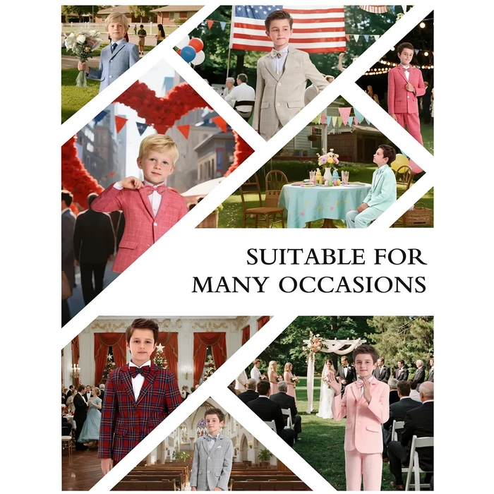 A&J DESIGN Kids Suit Boys Christmas St.Patrick's Easter Dress Outfit Tuxedo Formal Wear Plaid Blazer Pants Bow Tie Green 10-11 Years Teen Graduation Wedding Prom Suit Emerald Green by A&J DESIGN - Image 6