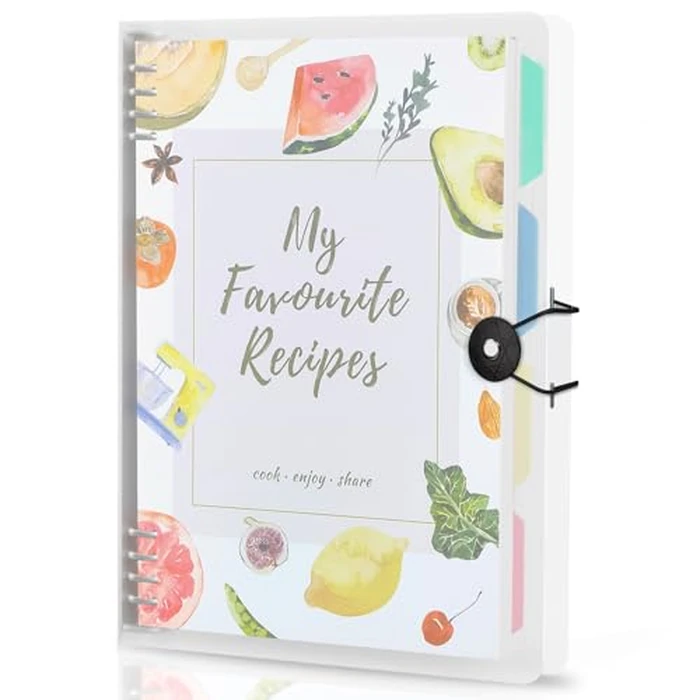 WEMATE Recipe Book to Write in Your Own Recipes, Blank Recipe Book 8.5x11 Inches, 8 Ring Recipe Binder with Plastic Frosted Cover, 8 Dividers and 272 Recipe Pages, Personal Family Cookbook as Gift by WEMATE - Used - Like New condition