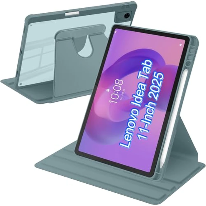 A-BEAUTY Rotating Case Compatible with Lenovo Idea Tab 11 Inch 2025 (TB-336ZU/TB-336FU) with Pen Holder, 360 degrees Rotation Stand Shockproof Cover Clear Back, Auto Wake/Sleep, Dark Green by A-BEAUTY - Used - Very Good condition - CA$16.37