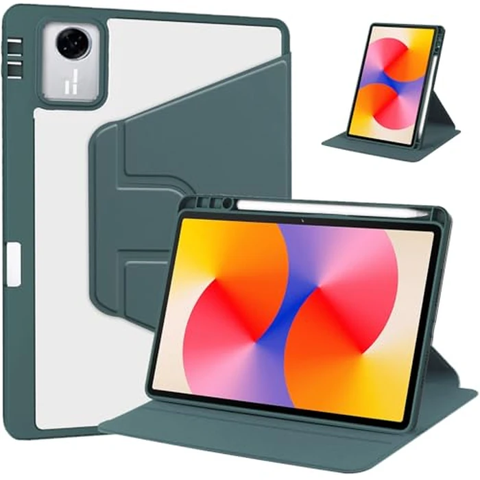 A-BEAUTY Rotating Case Compatible with Lenovo Idea Tab 11 Inch 2025 (TB-336ZU/TB-336FU) with Pen Holder, 360 degrees Rotation Stand Shockproof Cover Clear Back, Auto Wake/Sleep, Dark Green by A-BEAUTY - Image 7