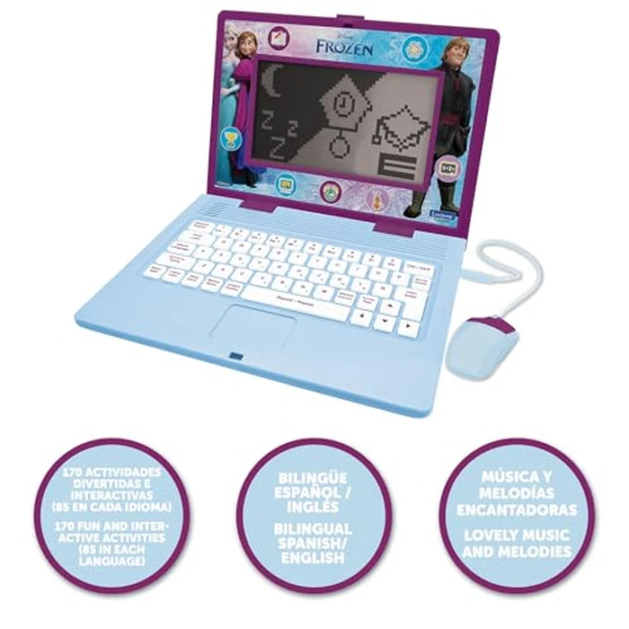 Lexibook, Frozen, Bilingual and Educational Laptop Spanish/English, Toy for Children, 170 Activities to Learn, Play Games and Music, Large Screen, Purple/Blue, JC599FZi2 by LEXiBOOK - Image 2