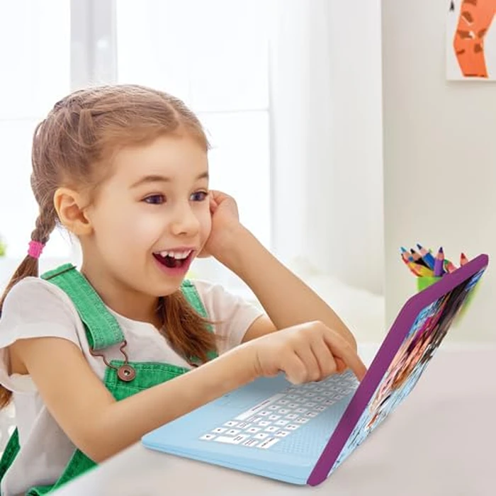 Lexibook, Frozen, Bilingual and Educational Laptop Spanish/English, Toy for Children, 170 Activities to Learn, Play Games and Music, Large Screen, Purple/Blue, JC599FZi2 by LEXiBOOK - Image 3
