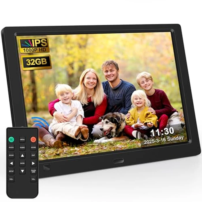 KECAG 10.1" Digital Picture Frame, 1080P IPS Digital Photo Frame, No WiFi/App Needed, Plug & Play SD Card & USB, Remote & Motion Sensor, Photos/Videos/Music, Free 32GB USB by KECAG - Used - Acceptable condition - US$28.70