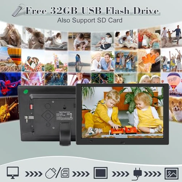 KECAG 10.1" Digital Picture Frame, 1080P IPS Digital Photo Frame, No WiFi/App Needed, Plug & Play SD Card & USB, Remote & Motion Sensor, Photos/Videos/Music, Free 32GB USB by KECAG - Image 2