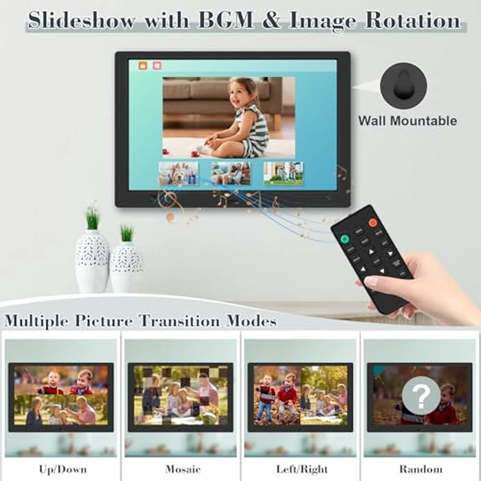 KECAG 10.1" Digital Picture Frame, 1080P IPS Digital Photo Frame, No WiFi/App Needed, Plug & Play SD Card & USB, Remote & Motion Sensor, Photos/Videos/Music, Free 32GB USB by KECAG - Image 5
