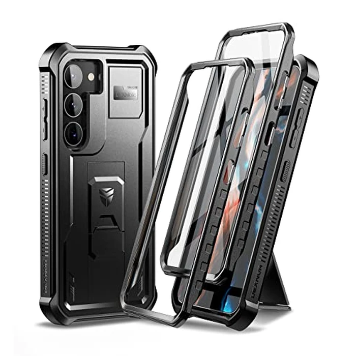 Dexnor Full Body Case for Samsung Galaxy S23【Double Front Frame & Kickstand 】, Bumpershock Technology Drop Protection Rugged Phone Cover Shockproof Protective Bumper Case - Black by Dexnor - Used - Acceptable condition