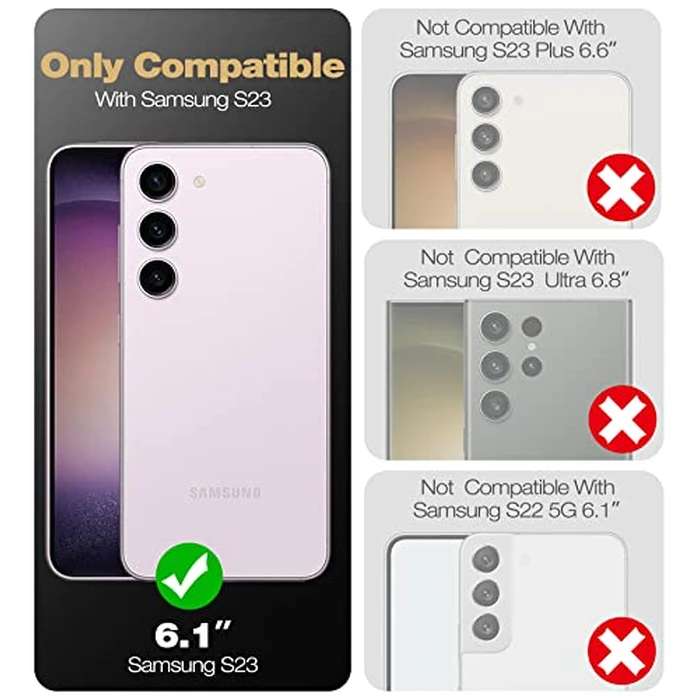 Dexnor Full Body Case for Samsung Galaxy S23【Double Front Frame & Kickstand 】, Bumpershock Technology Drop Protection Rugged Phone Cover Shockproof Protective Bumper Case - Black by Dexnor - Image 2