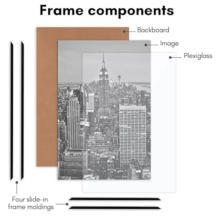 Americanflat 16x24 Poster Frame with Polished Front Cover - Slide-In Photo Frame with Buildable Molding - Fusion Collection - Picture Frames for Wall Display - Black by Americanflat - Image 3