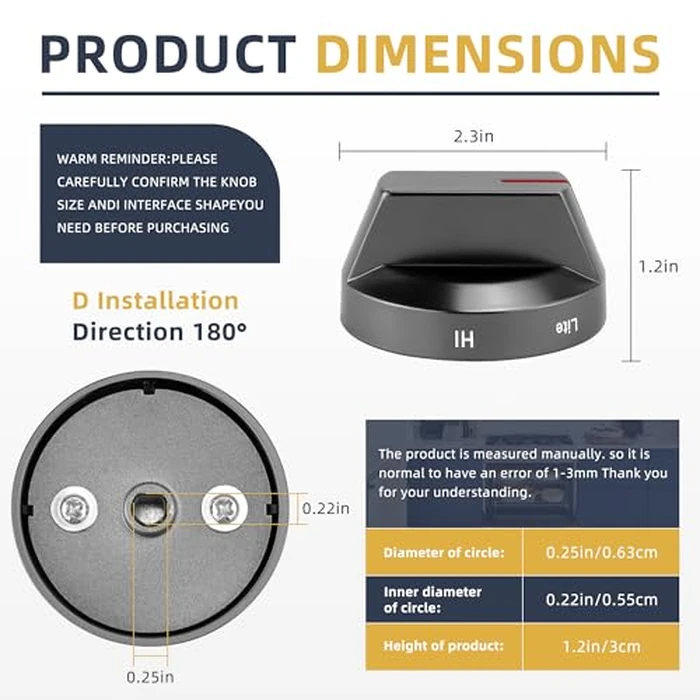 AMI PARTS DG94-03500A/Z Gas Stove Knob Replacement(Black) and DG94-03500X Gas Stove Knobs -Models NX60T8111SS NX60T8311SS NX60T8711SS for Oven Burner Top Stove knobs by AMI PARTS - Image 2