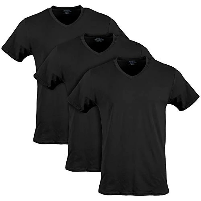 Gildan Men's Cotton Stretch T-Shirts, Multipack, Black Soot (V-Neck 3-Pack), Large by Gildan - Image 1
