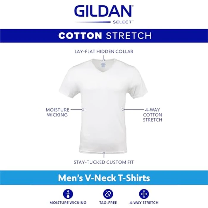 Gildan Men's Cotton Stretch T-Shirts, Multipack, Black Soot (V-Neck 3-Pack), Large by Gildan - Image 3