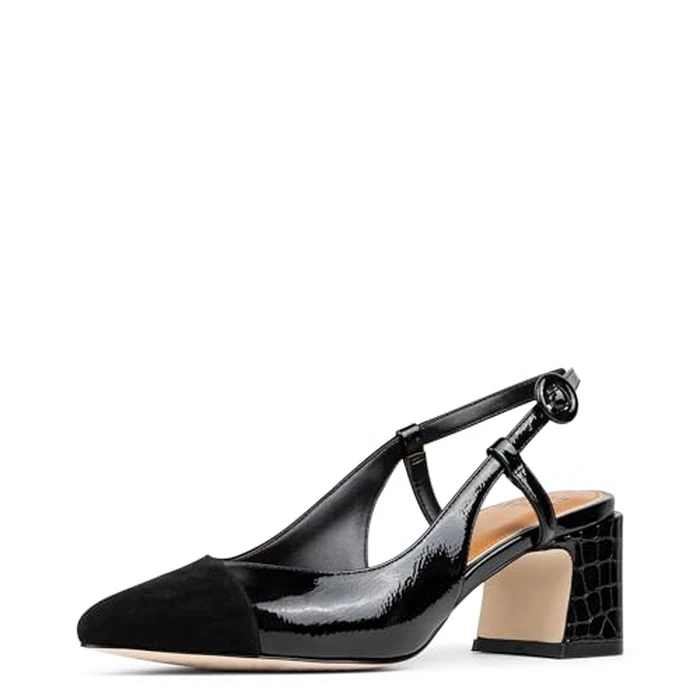 Donald Pliner Women’s Viviana Slingback Pump, Classic Closed-Toe Low Heel Pump Shoes for Women, Comfortable Ladies Footwear for Office Work, Events, Everyday Wardrobe Essentials Black by Donald J Pliner - Used - Like New condition - US$63.84