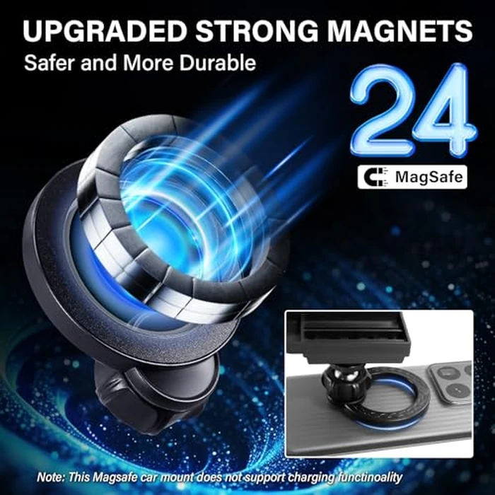 MOCHENT for MagSafe Car Phone Holder for 2021-2025 2026 Ford Mustang Mach-E Accessories, Magnetic Phone Holder 360 degrees Cell Phone Mount with Sunglasses Storage Box (15.5-Inch Screen Fixed Clip) by MOCHENT - Image 6