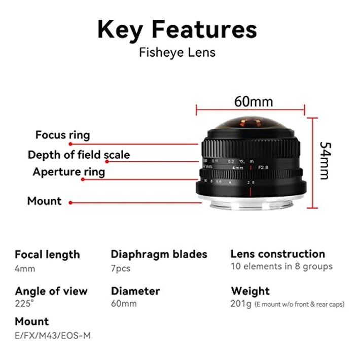 7Artisans 4mm F2.8 Fisheye Ultra Wide Angle Lens Manual Focus Prime Lens Compatible M4/3 Mount Mirrorless Cameras for Panasonic GH3 GH4 GF1 GM1 GM5 for Olympus E-M1 E-M5 E-M10 by 7artisans - Image 8