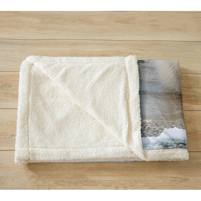 Feelyou Polar Bear Throw Blanket Cute Baby Bear Blanket White Bear Duvet Cover for Kids Boys Girls Polar Animal Pattern Fleece Blanket Snowy Winter Decor Room Decor Sherpa Blanket Queen 90"x90" by Feelyou - Image 3
