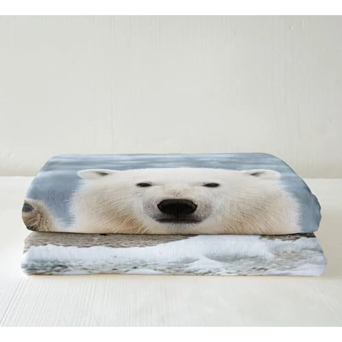 Feelyou Polar Bear Throw Blanket Cute Baby Bear Blanket White Bear Duvet Cover for Kids Boys Girls Polar Animal Pattern Fleece Blanket Snowy Winter Decor Room Decor Sherpa Blanket Queen 90"x90" by Feelyou - Image 4