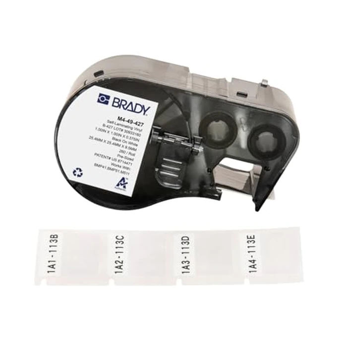 Brady Self-Laminating Vinyl Pre-Sized Labels for Label Printer BMP41/BMP51/BMP53/M511-260 Self Adhesive Printer Labels - Black on White, Transparent (25,40 mm (W) x 25,40 mm (H)) - M4-49-427 by Brady - Used - Good condition - CA$78.96