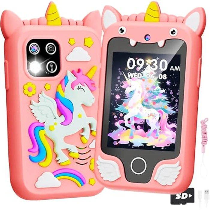Kids Smart Phone with 25 Learning Games & Dual Camera Kids Smart Phone, 2.8" Touch Screen Toy with Music Video Player, 8G SD Card Gift for Girls Boys (Pink) by VolyCyrenic - Used - Acceptable condition - CA$12.78