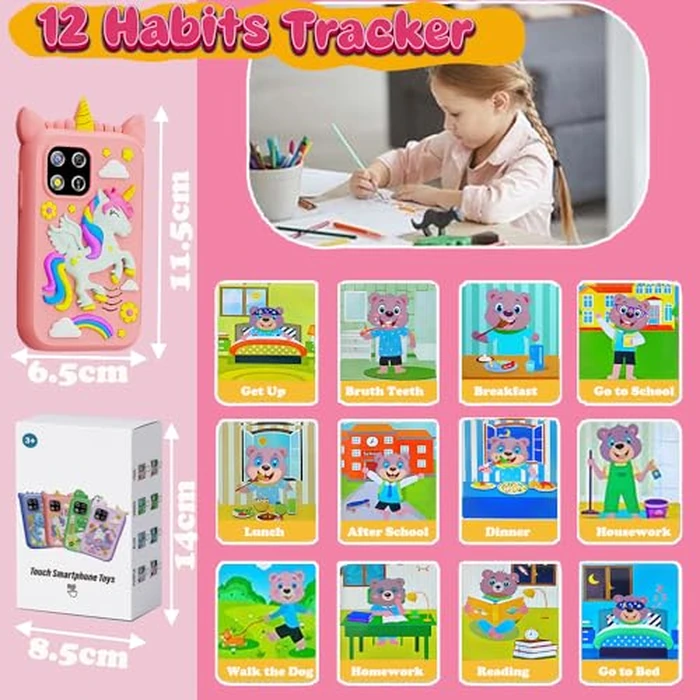 Kids Smart Phone with 25 Learning Games & Dual Camera Kids Smart Phone, 2.8" Touch Screen Toy with Music Video Player, 8G SD Card Gift for Girls Boys (Pink) by VolyCyrenic - Image 5