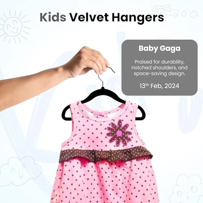 Utopia Home Baby Velvet Hangers 50 Pack, Non-Slip Baby Hangers for Kids, Infants & Toddler, Space Saving with 360-Degree Swivel Hook, Durable Small Clothes Hanger, (Black) by Utopia Home - Image 4