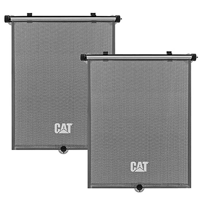 CAT Retractable Pull-Down Back Seat Side Window Shades for UV Sun Protection, Universal Fit, 2-Pack, Gray, Modern Style, 14x19in by CAT - Image 1