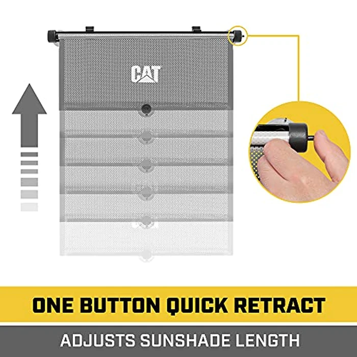 CAT Retractable Pull-Down Back Seat Side Window Shades for UV Sun Protection, Universal Fit, 2-Pack, Gray, Modern Style, 14x19in by CAT - Image 5