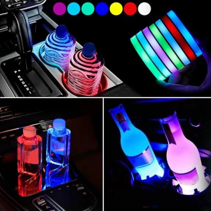 2 Pcs LED Car Cup Holder Lights,USB Charging Car Coasters,7 Colors Luminescent Light Cup Pad,Luminescent Cup Pad Interior Atmosphere Lamp Decoration Light (Starry Sky) by VOAKZEF - Image 6