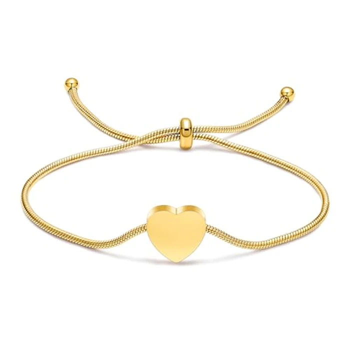 Imrsanl Heart Urn Bracelet for Ashes for Women Girls Stainless Steel Cremation Urn Bracelet Bangle for Ashes Keepsake Memorial Jewelry Gifts (Z-Gold) by Imrsanl - Image 1