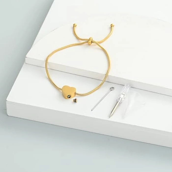 Imrsanl Heart Urn Bracelet for Ashes for Women Girls Stainless Steel Cremation Urn Bracelet Bangle for Ashes Keepsake Memorial Jewelry Gifts (Z-Gold) by Imrsanl - Image 4