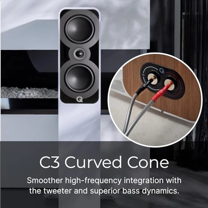 Q Acoustics 5040 Floorstanding Speaker Santos Rosewood (Single Speaker) - 2 x 5 Mid/Bass Drivers, 1" Tweeter - Stereo System for Home Entertainment Center, Surround Sound TV/Record Player by Q Acoustics - Image 4