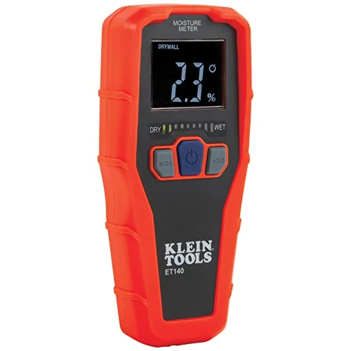 Klein Tools ET140 Pinless Moisture Meter for Non-Destructive Moisture Detection in Drywall, Wood, and Masonry; Detects up to 3/4-Inch Below Surface by KLEIN TOOLS - Image 1