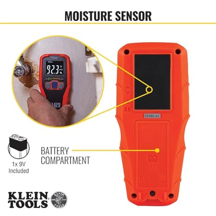 Klein Tools ET140 Pinless Moisture Meter for Non-Destructive Moisture Detection in Drywall, Wood, and Masonry; Detects up to 3/4-Inch Below Surface by KLEIN TOOLS - Image 5