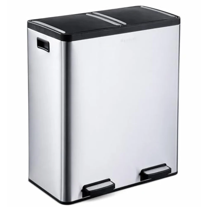 Step N' Sort The 18.5 Gallon Extra Large Capacity, Soft-Step, Dual Trash and Recycling Bin with Removable Inner Bins, Silver by Step N' Sort - Used - Acceptable condition - US$81.69