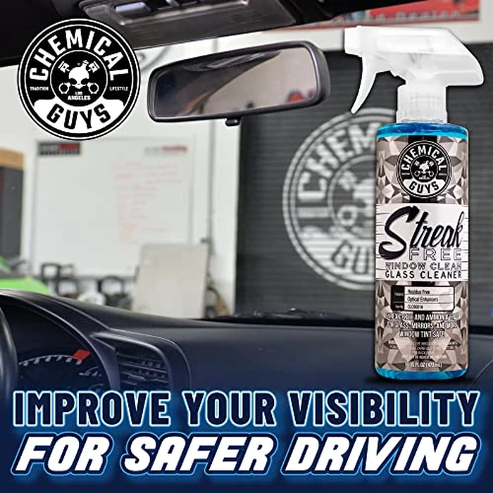 Chemical Guys Streak Free Glass and Window Cleaner - Works on Glass, Windows, Mirrors, and Screens, Ammonia-Free and Safe on Tinted Windows, for Cars, Trucks, SUVs, and Home Use - 16 oz by Chemical Guys - Image 3