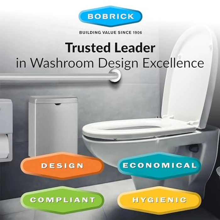 Bobrick B-270 Contura Series Surface-Mounted Sanitary Napkin Disposal (Satin) by Bobrick - Image 5