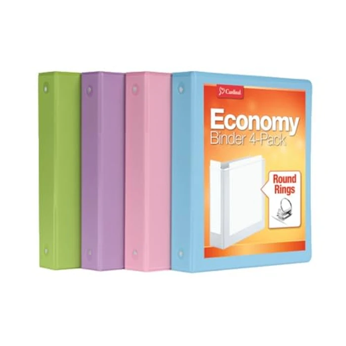Cardinal Binders, 3-Ring, 1.5 Inch, Assorted Pastel Colors 4-Pack, Holds 350 Sheets, Customizable ClearVue Covers, Non-Stick Material, for School, Office or Home Organization by Cardinal - Image 1