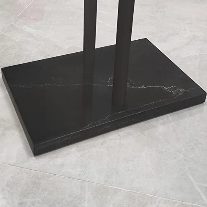 40 Inch Free Standing Towel Rack for Bathroom Floor Double-T Shape Bath Towel Sheet Holder with Marble Design Base Towel Rack Standing Next to Tub or Shower Towel Holder Stand SUS304 Matte Black by EADOT - Image 2